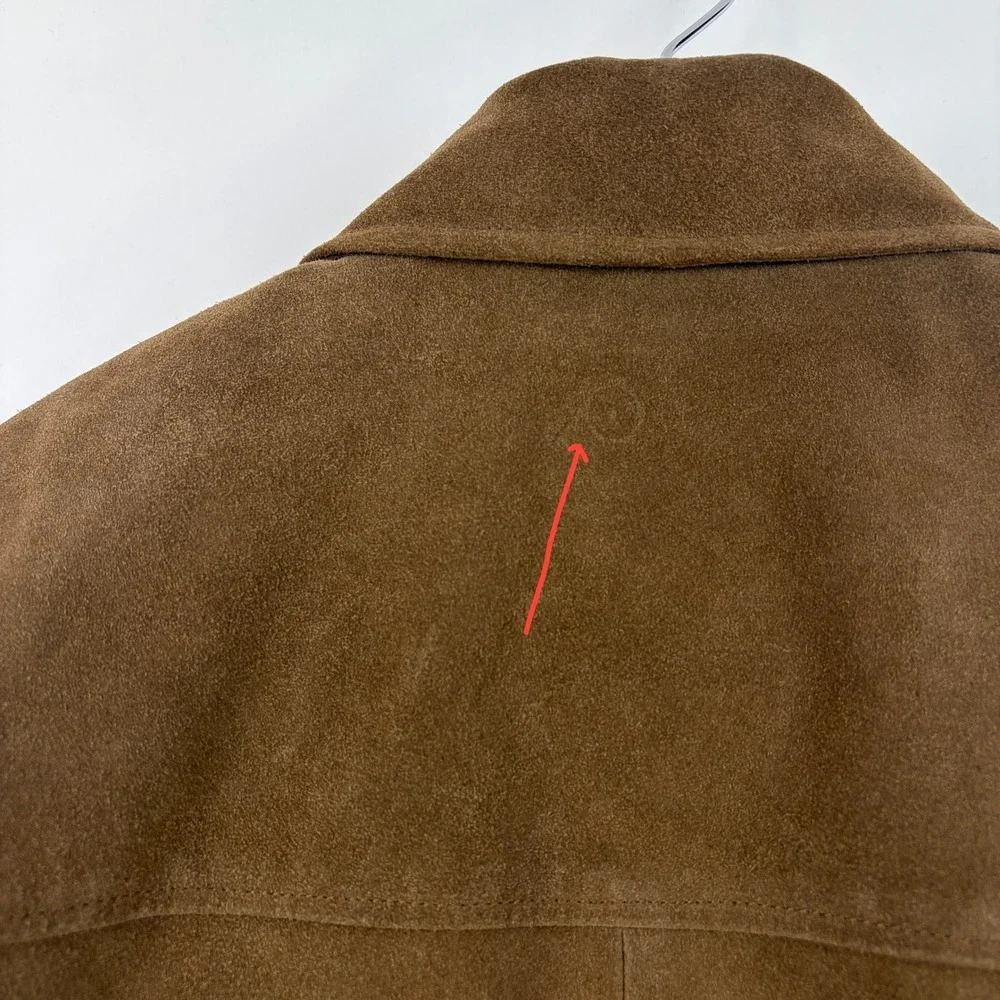J.Crew Suede Leather Car Coat Mens Medium Brown Quilted Lined Button Jacket
